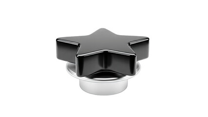 Black Star Knob Isolated on White Background
