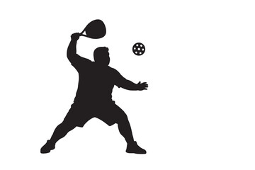 Dynamic Paddle or Pickleball Player Hitting Ball Silhouette
