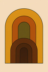 Fototapeta premium Abstract Layered Arch Illustration in Warm Earth Tones 