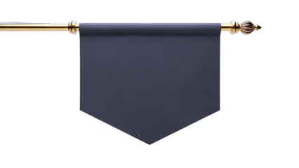 Blank Banner Hanging on Golden Rod, Isolated