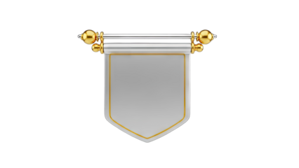 Blank Banner with Gold Accents on White Background