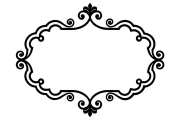 Elegant black ornate frame with swirling patterns and floral details