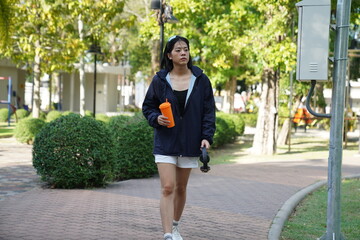 Young adult child workout outdoor public park 