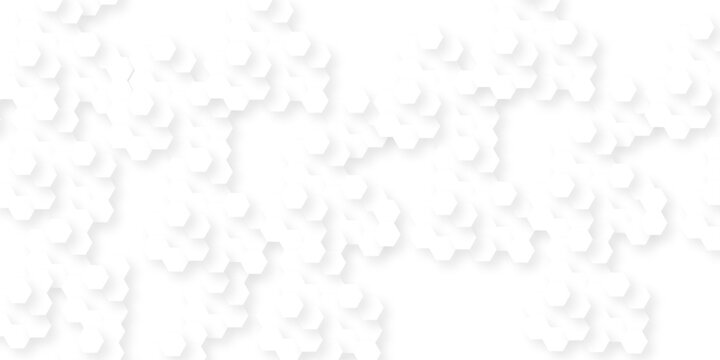 Abstract technology background vector white hexagon background. Hexagon paper texture and futuristic business. Surface polygon pattern with glowing hexagon grid cell texture.