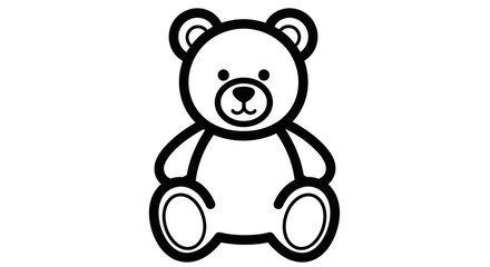 Simple Cute Teddy Bear Sitting, Outline Illustration, isolated white background