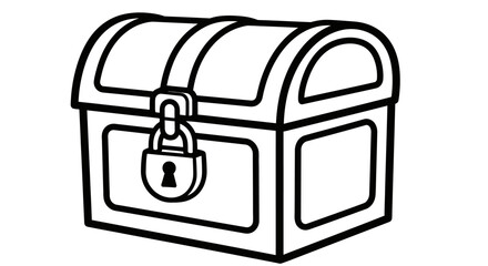 Mysterious Locked Wooden Treasure Chest, isolated white background