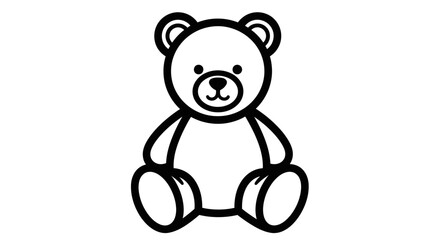 Cute Cartoon Teddy Bear Sitting, Adorable Stuffed Toy, isolated white background