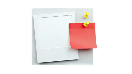 Blank Frame and Sticky Note Pinned on a Board