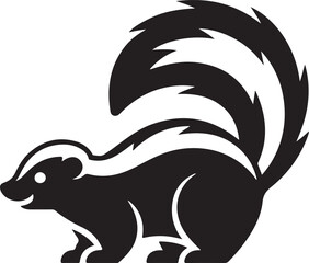 Skunk Silhouette vector icon black and white wildlife animal illustration with bushy tail