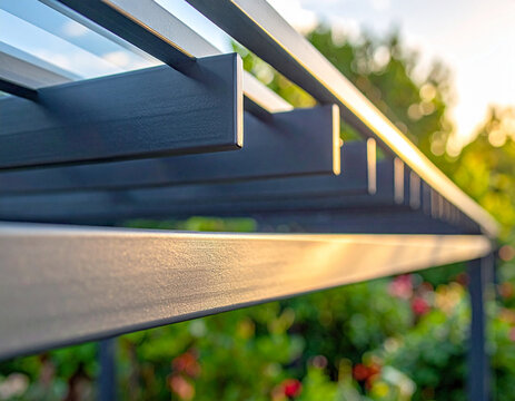 Nowoczesna pergola tarasowa - ogr&oacute;d zimowy tło
