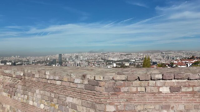 Historic Ankara Castle and panoramic city view of Ankara Turkey