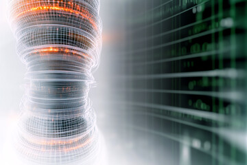 A futuristic abstract representation of data flow and digital transformation, showcasing advanced technology in a unique design.