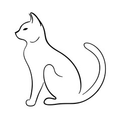 Minimalist sitting cat outline vector illustration feline artwork elegant kitten line art drawing graphic design cute pet silhouette