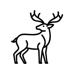 Elegant deer line art illustration, stag wildlife cartoon, woodland animal icon, nature protection concept, deer logo design vector art
