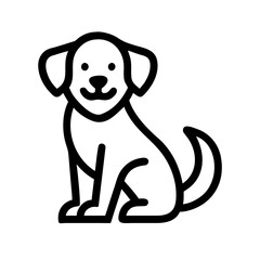 Adorable dog line art illustration, pet icon with happy expression, simple vector design, canine character, cute animal graphic