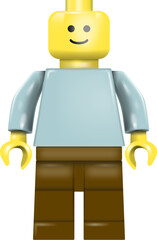 Obraz premium Classic Lego Toy Brick Minifigure Set – Color-Changeable Vector Character Illustration with Brown Pants