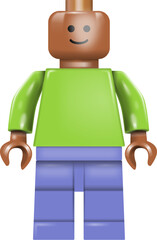 Fototapeta premium Classic Lego Toy Brick Minifigure Set – Color-Changeable Vector Character Illustration With Green Shirt