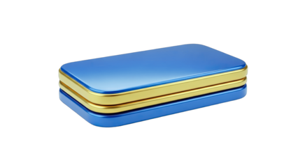 Blue and Gold Pencil Box Isolated on White Background