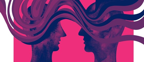 Dipinto acquerello telepatia. Comunicazione con pensiero.	
Telepatia 