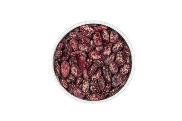 A bowl of red beans is on a white background