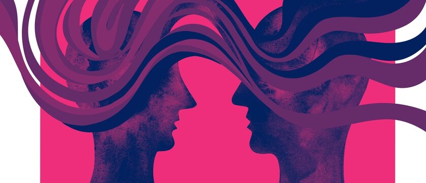 Dipinto acquerello telepatia. Comunicazione con pensiero.	
Telepatia 