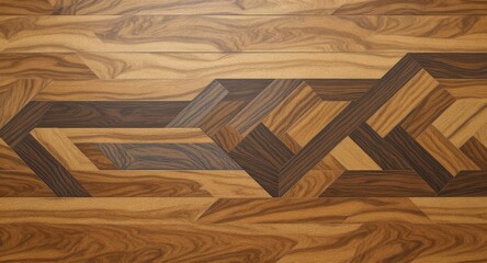 Wood parquet flooring pattern with geometric shapes