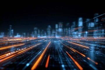 Futuristic Cityscape with Dynamic Light Trails and High-Tech Vibes Capturing the Essence of Innovation and Digital Advancement