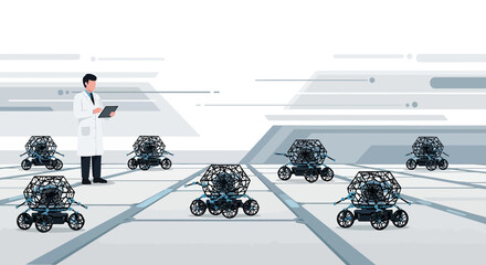 Technological inspection of automated vehicles within a futuristic environment setting design