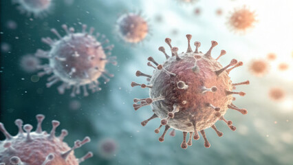 Airborne Virus Particles Concept. Floating airborne virus particles in soft translucent colors create captivating visual of microscopic life