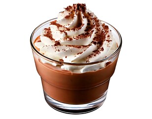 Mousse made of chocolate  Isolated on a white background, chocolate mousse with whipped cream