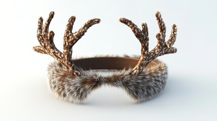 Fototapeta premium Furry Reindeer Antler Headband for Christmas and Holiday Festivities