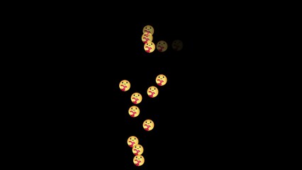 Kissing face emojis in a triangular formation on black background kissing faces yellow faces