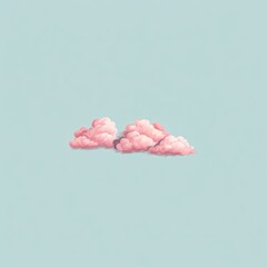 Two pink fluffy clouds float against a light blue, minimalist backdrop
