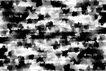 柔らい角ばった形のオブジェクトが集合した柄のデザインで色は灰、白、黒のモノクロでグラデーション効果もつけてペイントした模様のテクスチャ、背景、壁紙