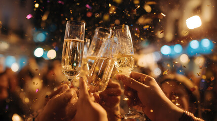 new year's eve toast people holding glasses