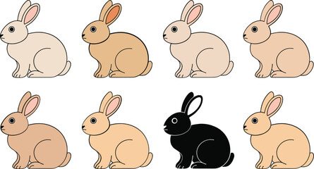 Obraz premium MobileCollection of rabbit silhouettes in various poses