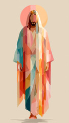 Silhouette of a Jesus Christ Walking in Abstract Illustration. Holy Way, Gospel Truth.