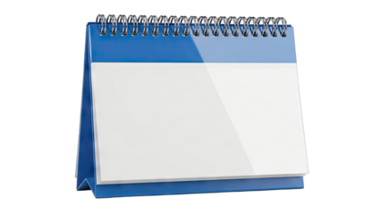Blue Desk Calendar on White Background