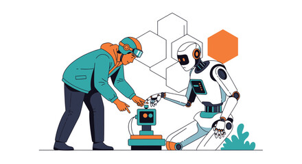 Innovating future technology illustrating human and robot collaboration for advanced solutions