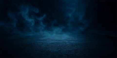 Dark blue night sky backdrop with stormy clouds and bright moonlight