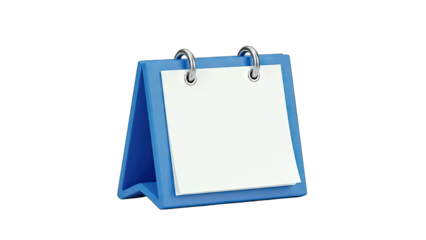 Blue Desk Calendar with Blank Pages on White Background