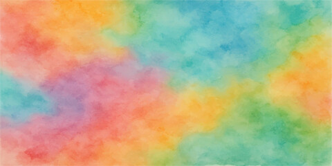 Abstract colorful watercolor texture pattern background with bright rainbow vintage artistic colors design