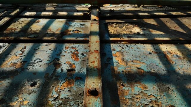 Video Abandoned industrial scene with a tree growing amidst rusted metal