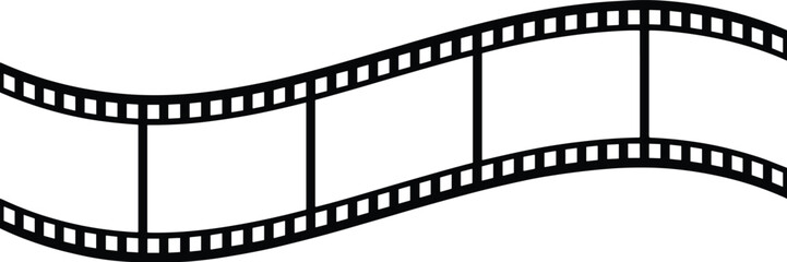 Wavy Black Film Strip Border on White Background movie cinema