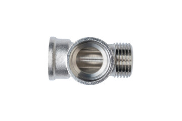 Stainless Steel Pipe Fitting Connector for Plumbing and Industrial Applications. Transparent background. 