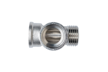 Stainless Steel Pipe Fitting Connector for Plumbing and Industrial Applications. Transparent background. 