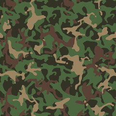 Fototapeta premium Camouflage pattern. Green military uniform. Camo texture, seamless background.