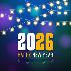 Happy new year 2026 Text Design vector.
