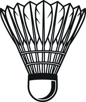 Black and white outline icon of a badminton shuttlecock or birdie