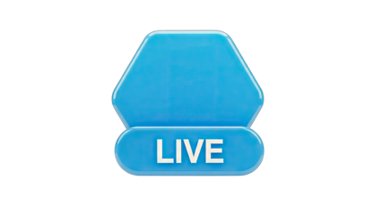 Blue Live Button Icon on White Background